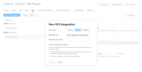new GitLab VCS integration