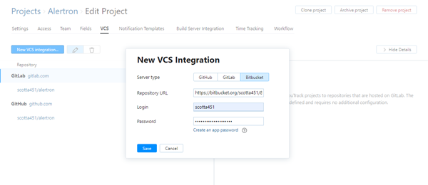 new Bitbucket VCS integration