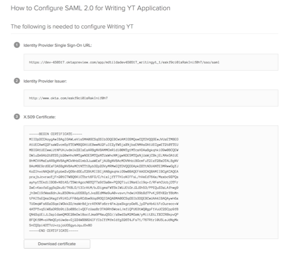 Parameters for Okta IdP