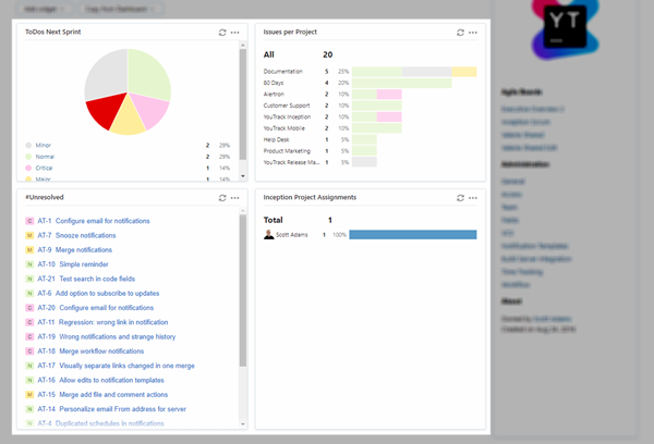 project overview widgets