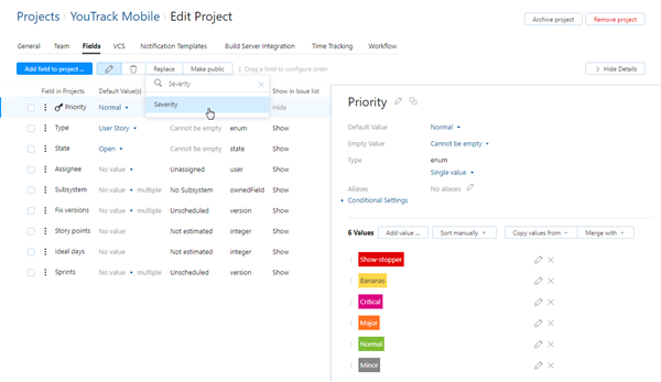 Replace custom field in project