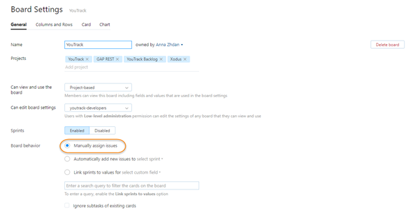 Scrum general settings