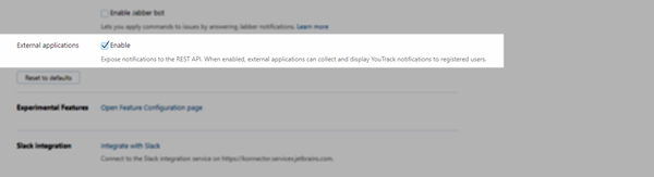 enable notifications in external applications