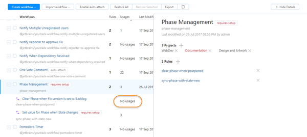 Activate workflow rule no usages