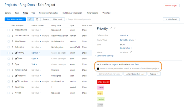 Edit permissions for attached field