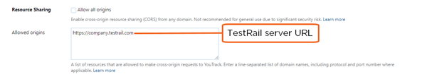 add TestRail server to list of trusted origins