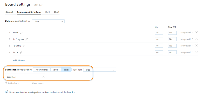 Epics board settings development