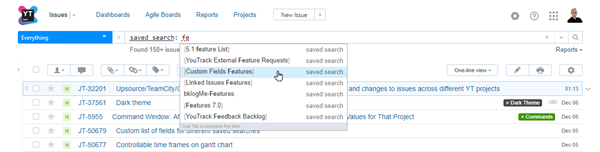 Execute saved search from search box