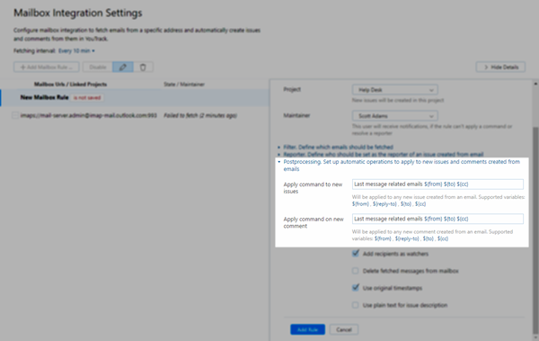 postprocessing for help desk