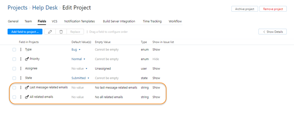 help desk workflow fields