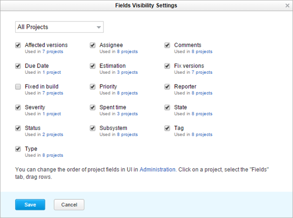 Issue fields visibility