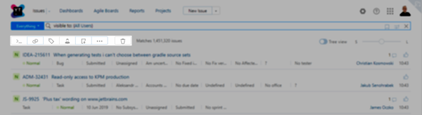 Issues list toolbar