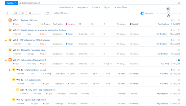 Issues list view modes