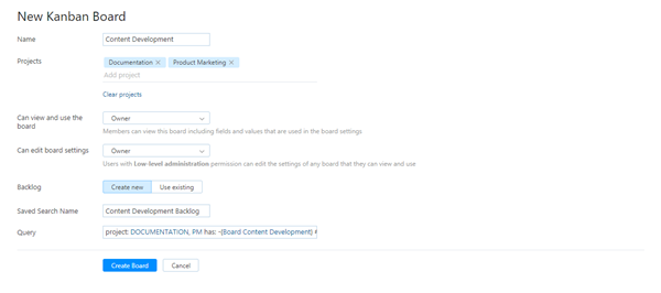 Kanban tutorial board config