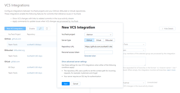 new GitHub VCS integration