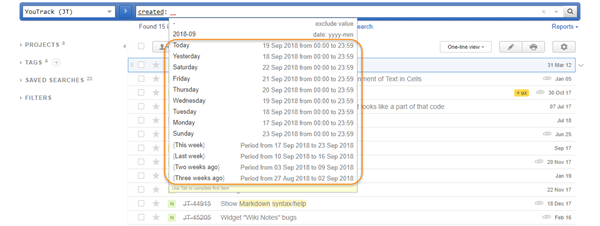 Relative date values