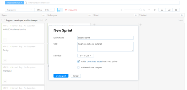 Scrum tutorial next sprint