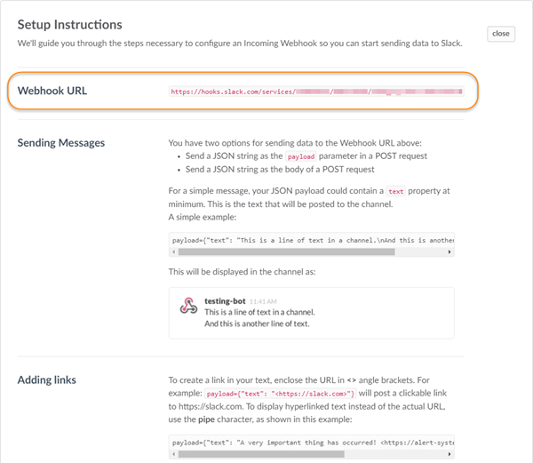 Slack notifications setup