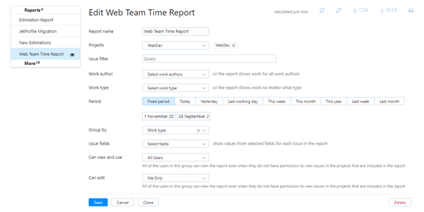 time report settings