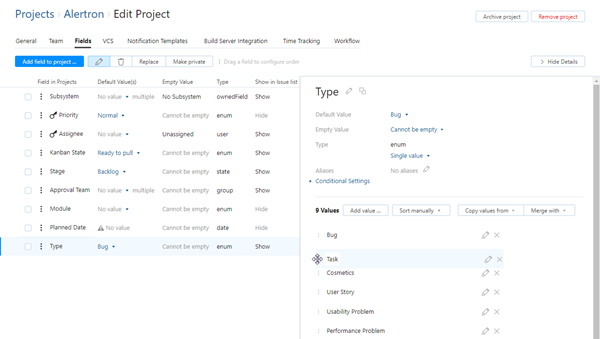 Update manual sort order in project