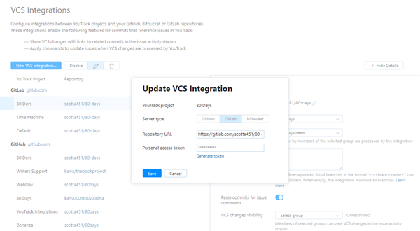 update integration settings