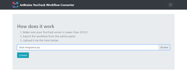 Workflow converter upload