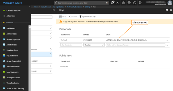 Azure auth client secret