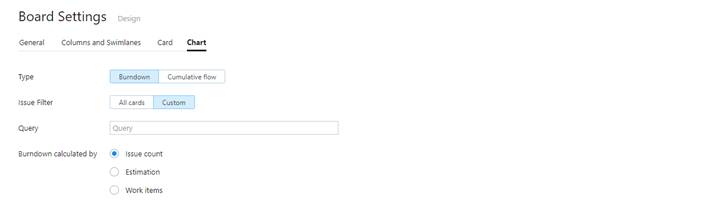 Board settings burndown chart