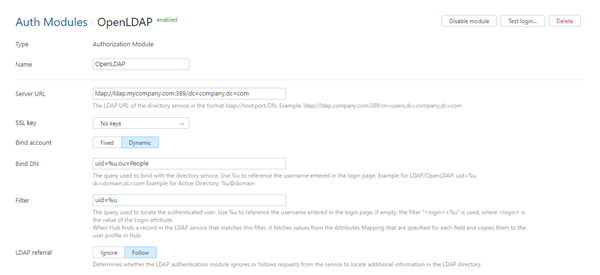 Open ldap auth module