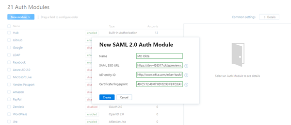 Yt okta idp create new auth module