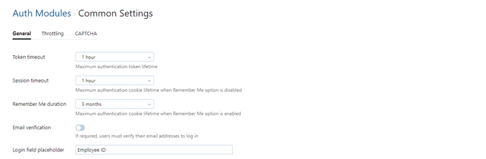 Auth modules common settings incloud Auth modules common settings incloud