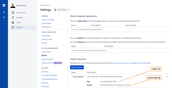 Bitbucket auth registration