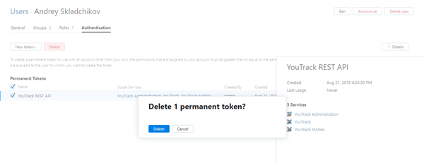 Delete permanent token