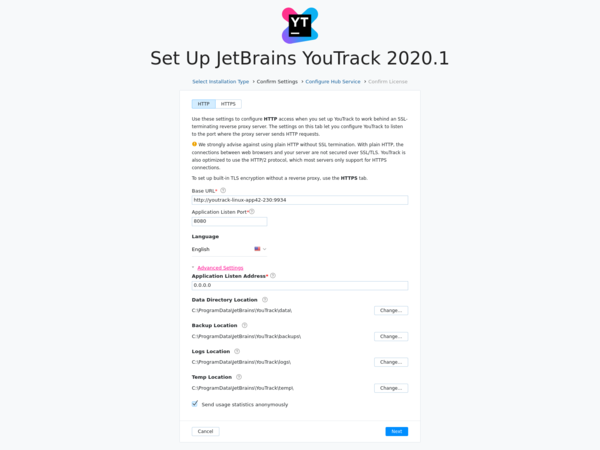 Install YouTrack advanced settings