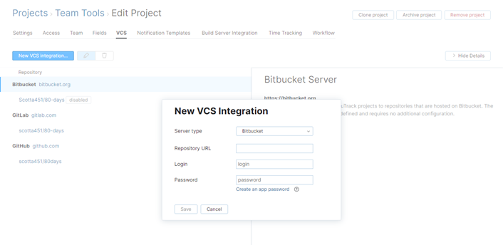 new Bitbucket VCS integration