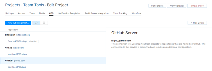 Project VCS integrations