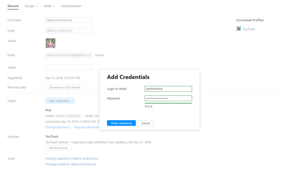Add credentials admin Add credentials admin