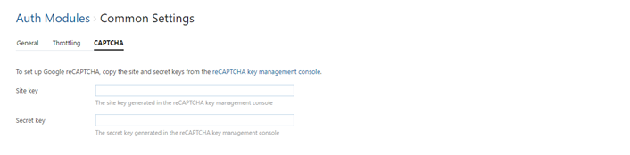 Auth module common settings captcha