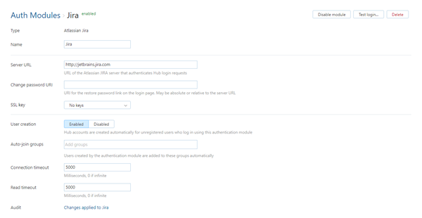 Jira auth module enabled