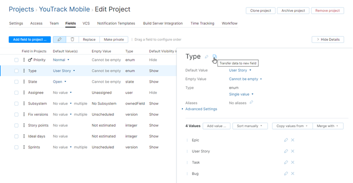 Transfer data to new field in a project. Transfer data to new field in a project.