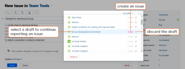 Drafts list Drafts list