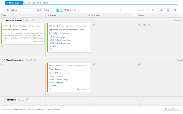 Epics agile board