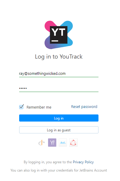 Hub login form