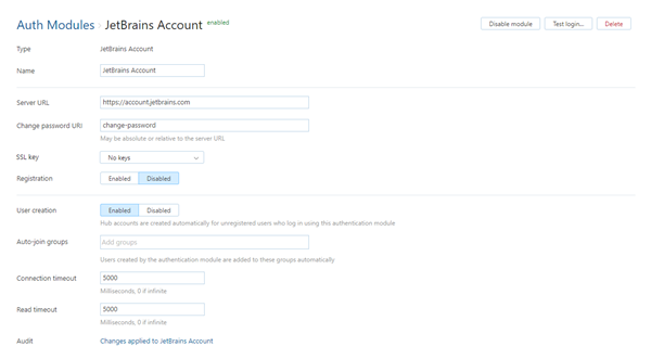 Jetbrains account auth module