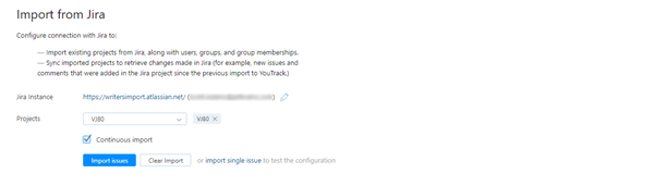Jira import connected