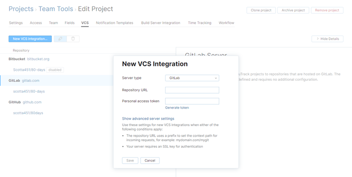 new GitLab VCS integration