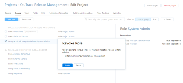Project access revoke role