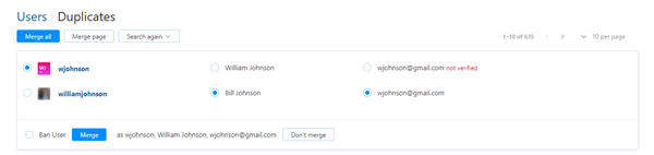 Search duplicate users Search duplicate users