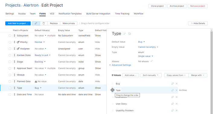 Update manual sort order in project Update manual sort order in project
