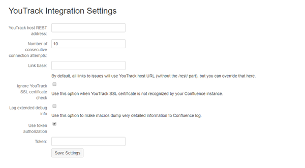 YouTrack Integration settings YouTrack Integration settings